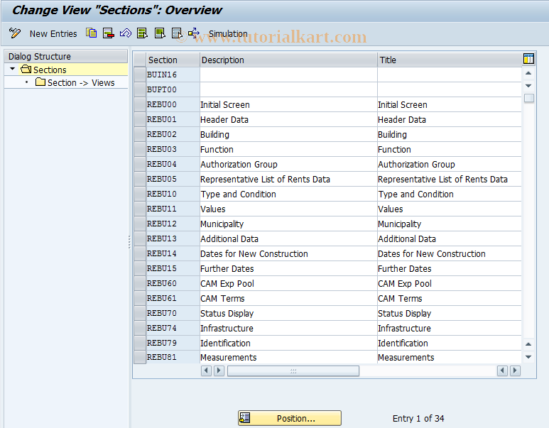 SAP TCode REBDBU0004 - BU: Stages