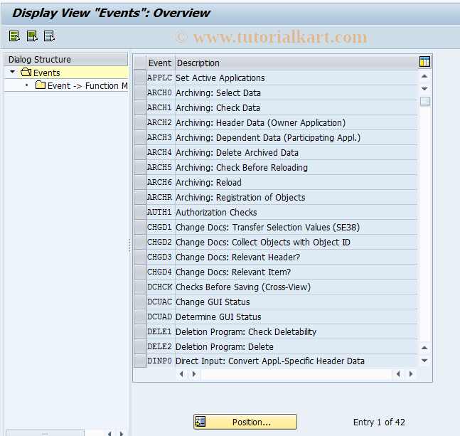 SAP TCode REBDBU0007 - BU: Events