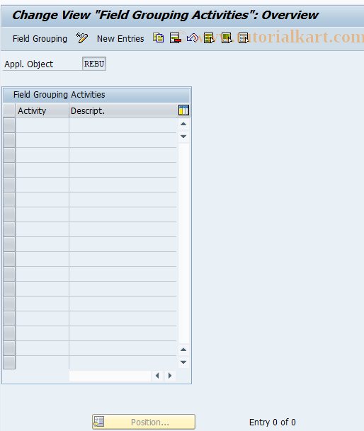 SAP TCode REBDBU0019 - BU:Field Grouping per Activity(Contr.)