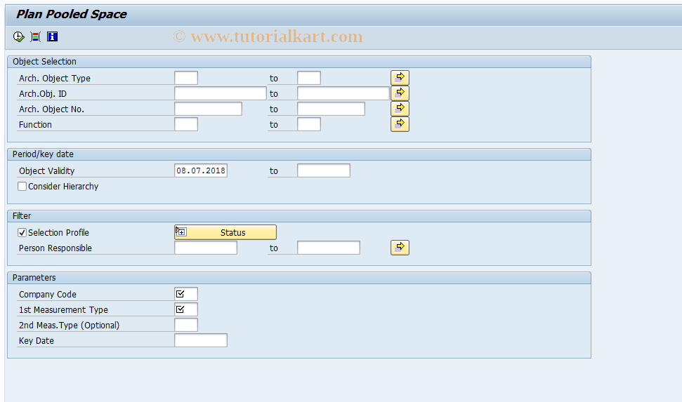 SAP TCode REBDDEFPS - Definition of Pooled Space