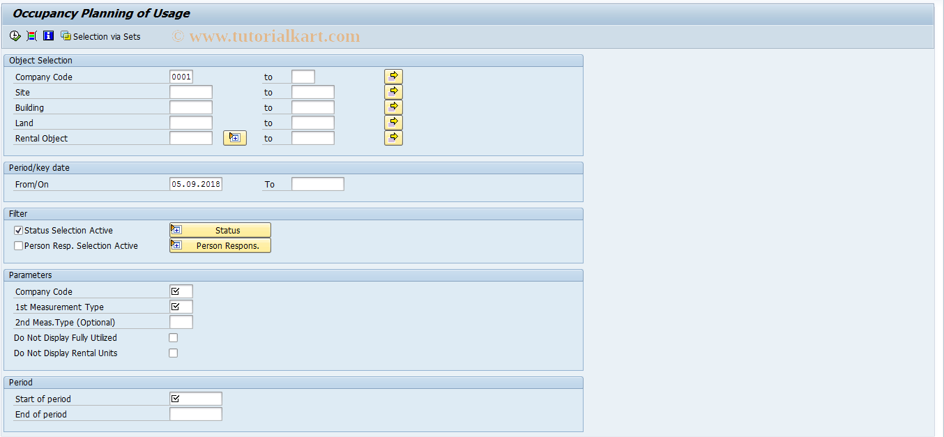 SAP TCode REBDOCCUSE - Occupancy Planning of Usage