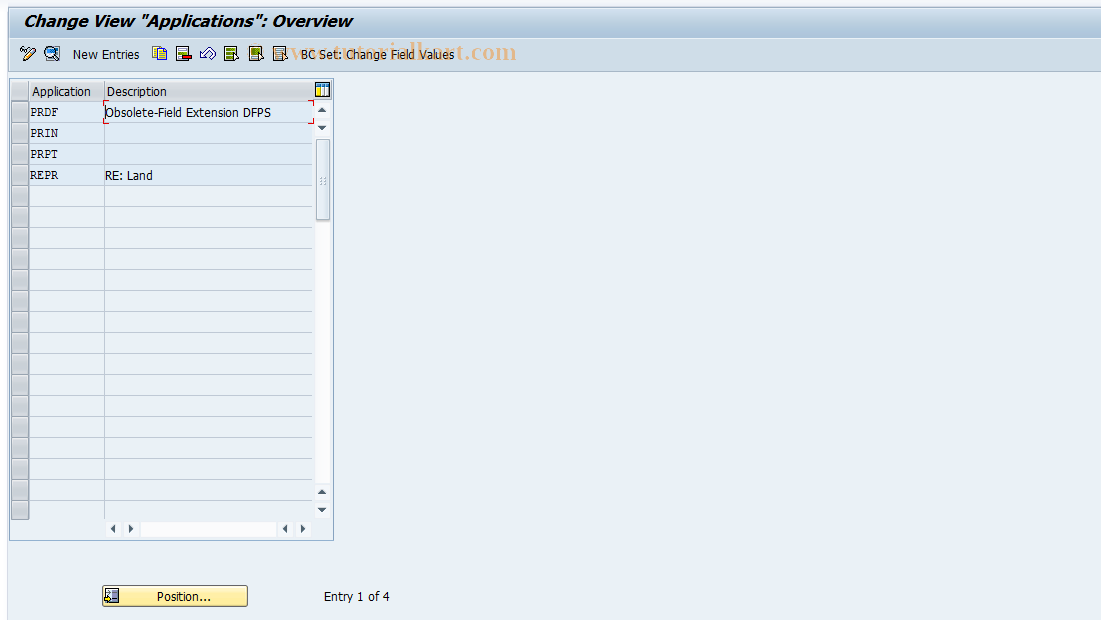 SAP TCode REBDPR0001 - PR: Applications