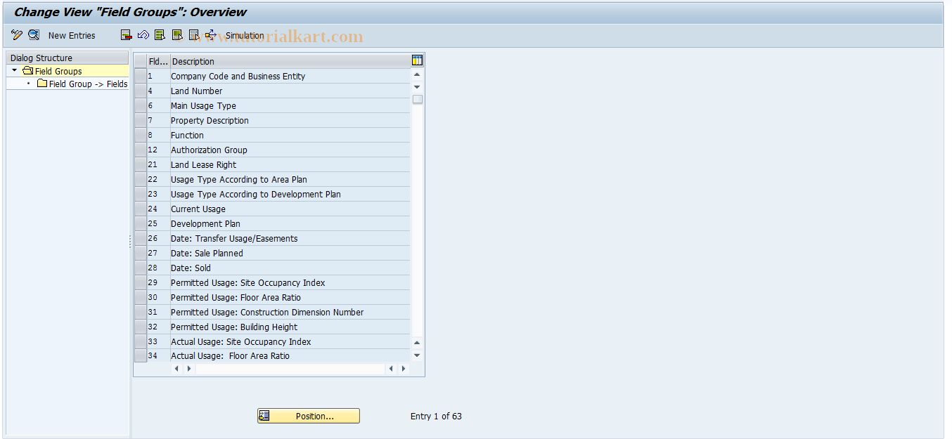 SAP TCode REBDPR0002 - PR: Field Groupings