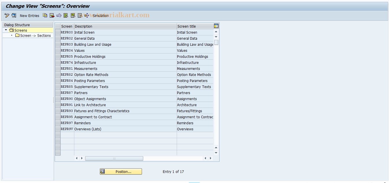 SAP TCode REBDPR0005 - PR: Screens