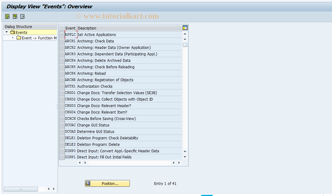 SAP TCode REBDPR0007 - PR: Events