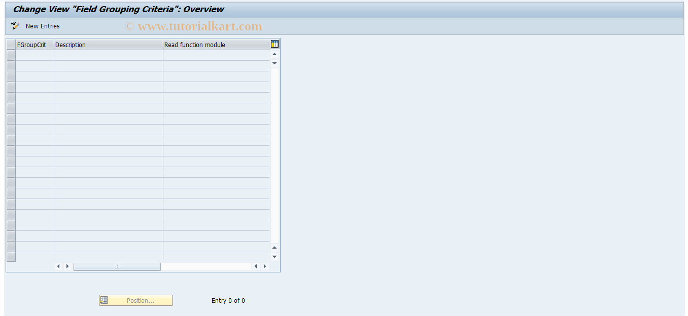 SAP TCode REBDPR0012 - PR: Field Grouping Criteria