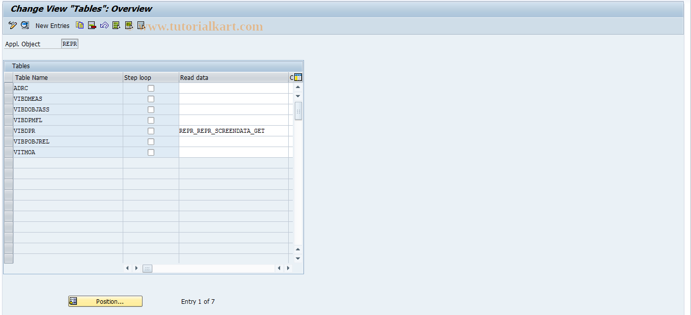 SAP TCode REBDPR0016 - PR: Tables