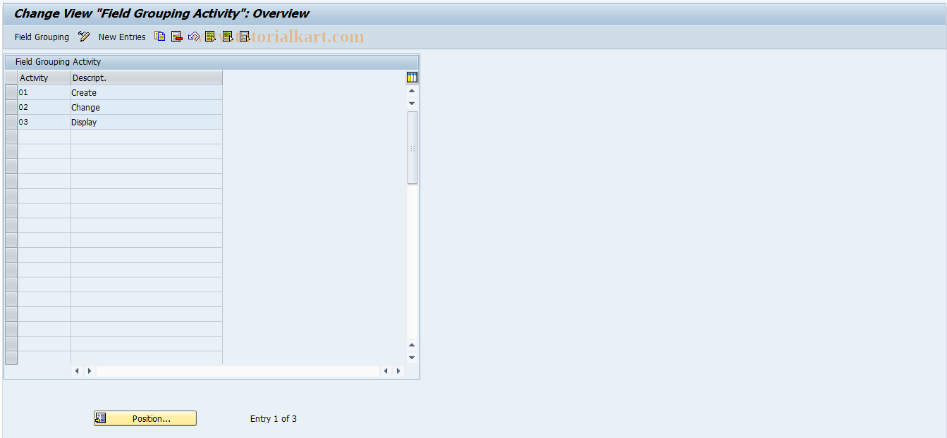 SAP TCode REBDPR0100 - PR: Field Modification per Activity