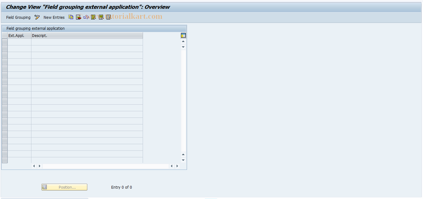 SAP TCode REBDPR0105 - PR: Field Grouping Per External  Appl.