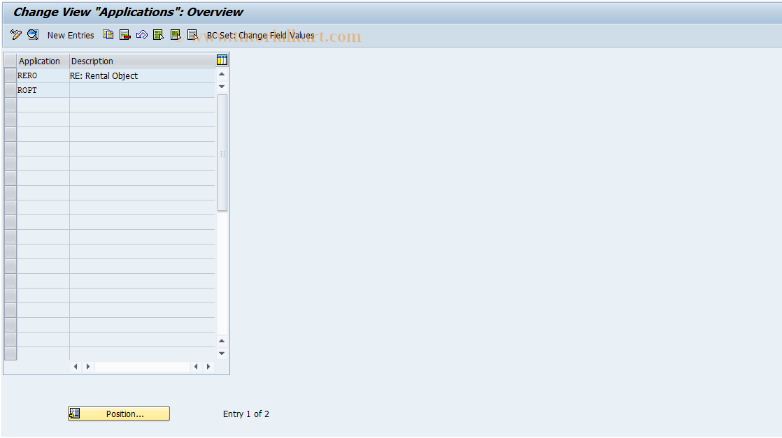 SAP TCode REBDRO0001 - RO: Applications