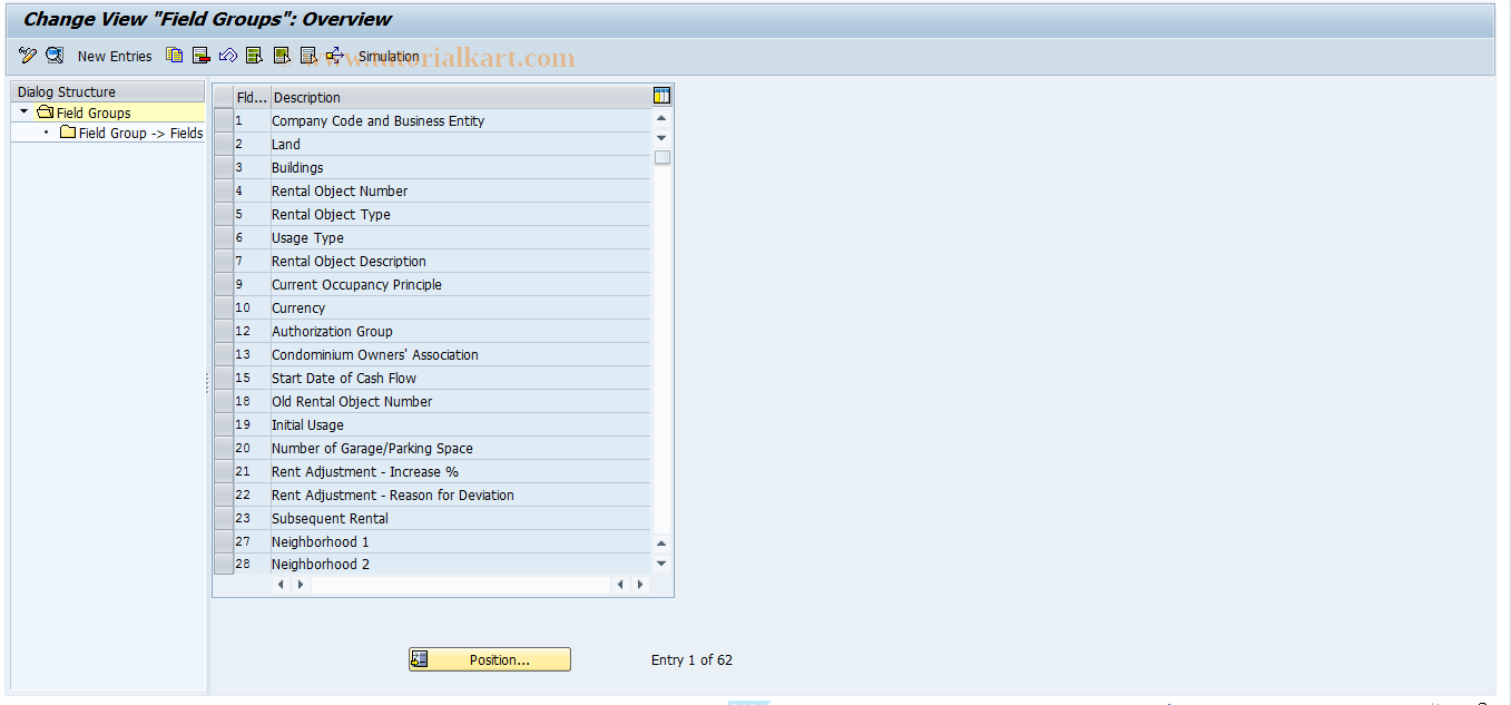 SAP TCode REBDRO0002 - RO: Field Groups