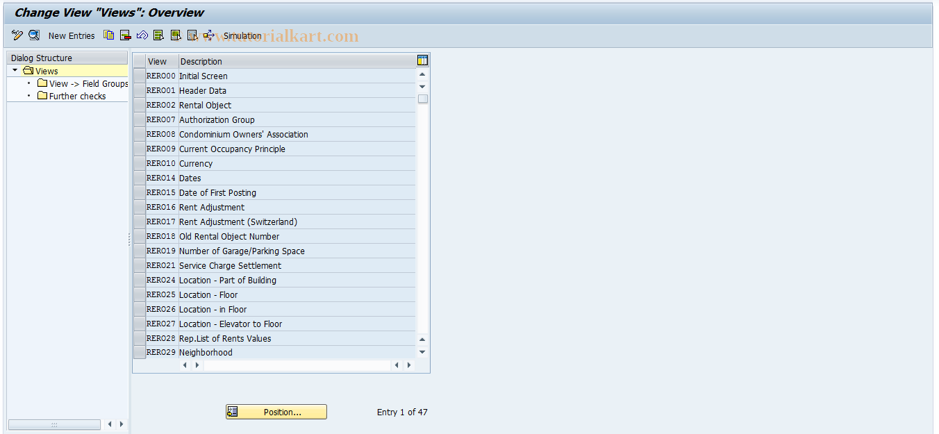 SAP TCode REBDRO0003 - RO: Views