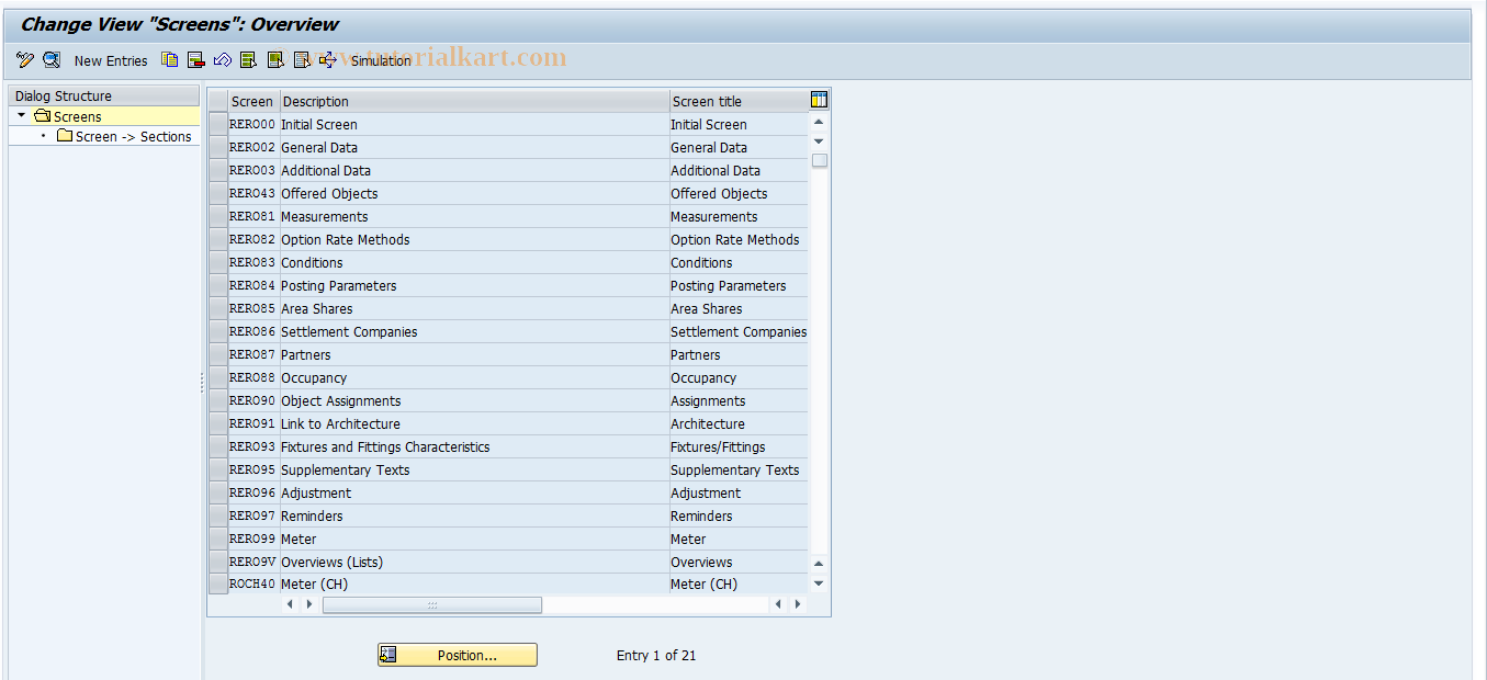 SAP TCode REBDRO0005 - RO: Screens