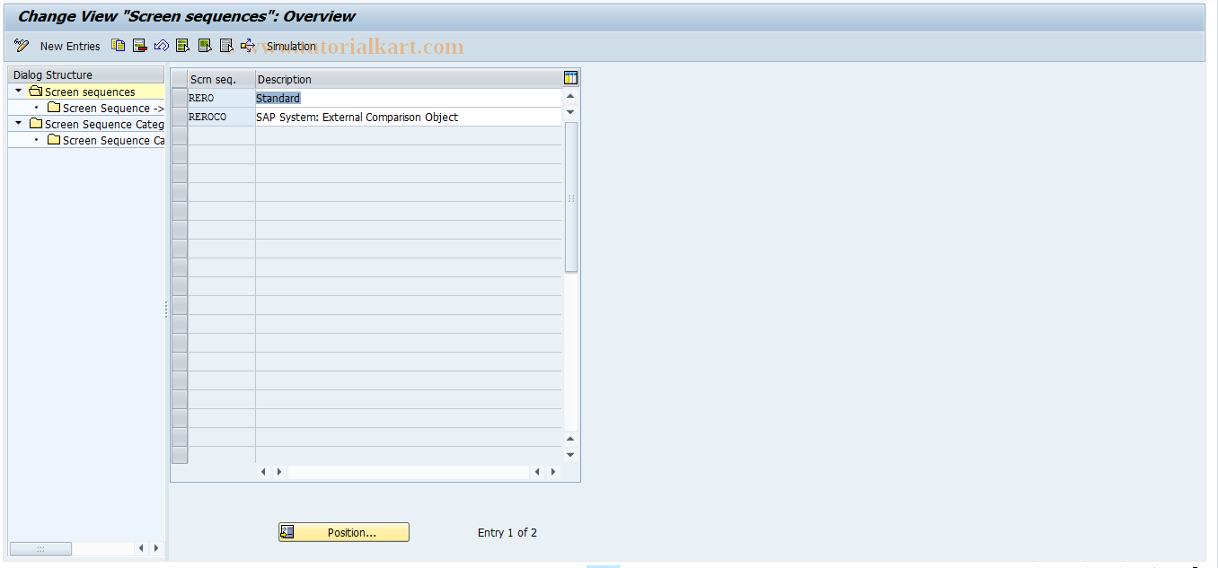 SAP TCode REBDRO0006 - RO: Screen Sequences