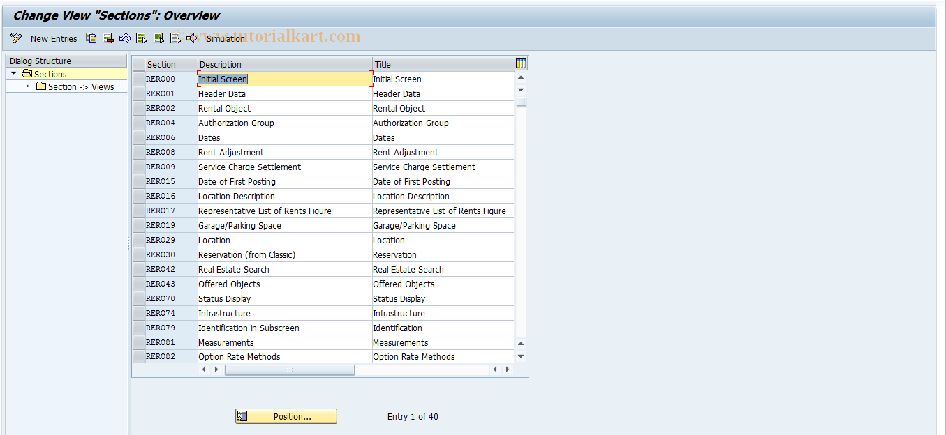 SAP TCode REBDRO0016 - RO: Tables