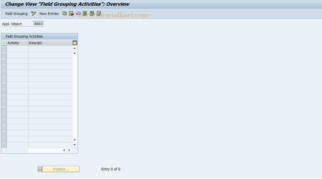 SAP TCode REBDRO0019 - RO:Field Grouping per Actvty (Control)