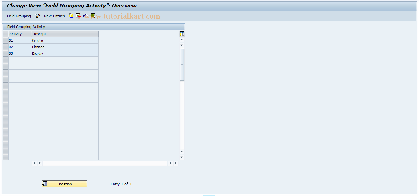 SAP TCode REBDRO0100 - RO: Field Modification per Activity