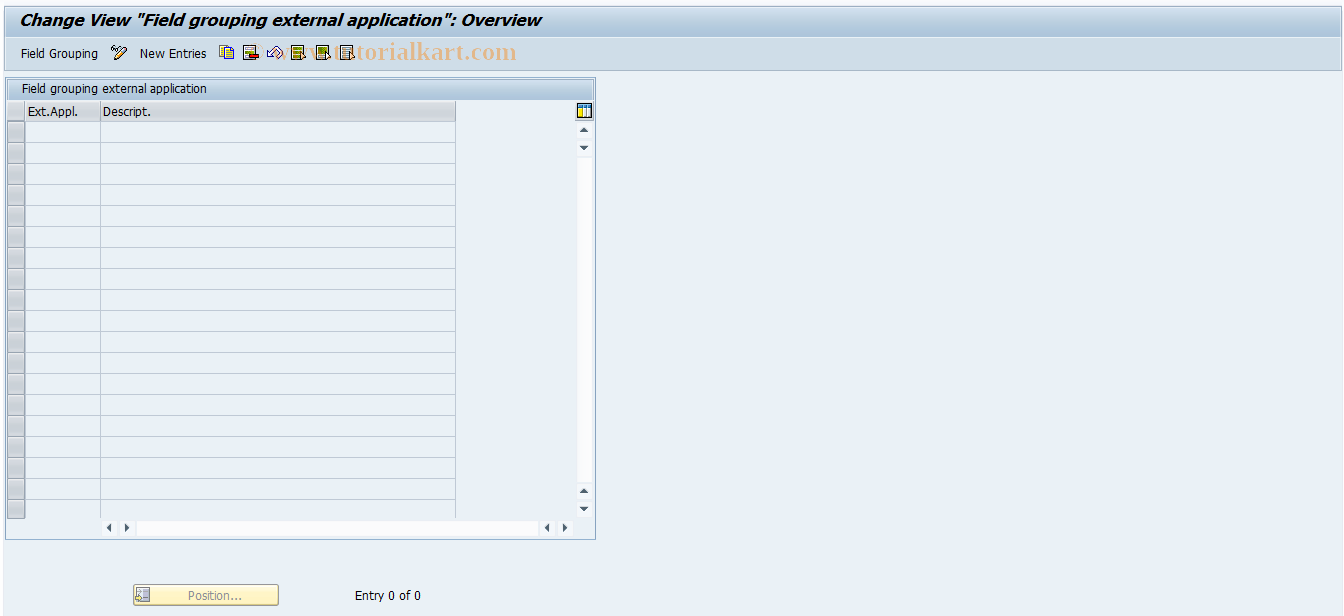 SAP TCode REBDRO0105 - RO: Field Grouping per External  Appl.