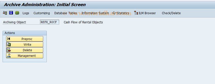 SAP TCode REBDROCFAR - Archive Cash Flow of Rental Objects