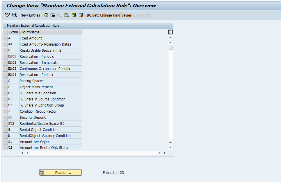 SAP TCode RECDCB - External Calculation Rules