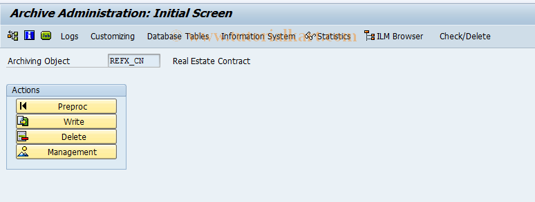 SAP TCode RECNAR - Archive Real Estate Contracts