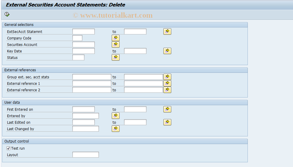 SAP TCode RECON3 - Delete External Security Account Statements