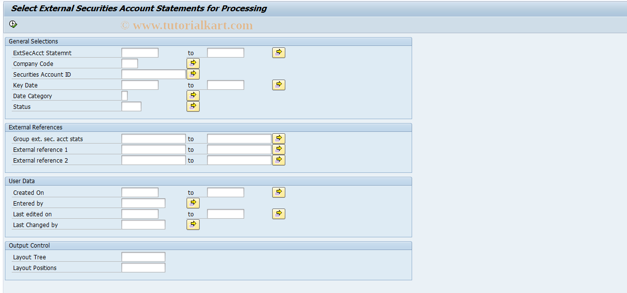 SAP TCode RECON4 - Process External Sec. Account Statements