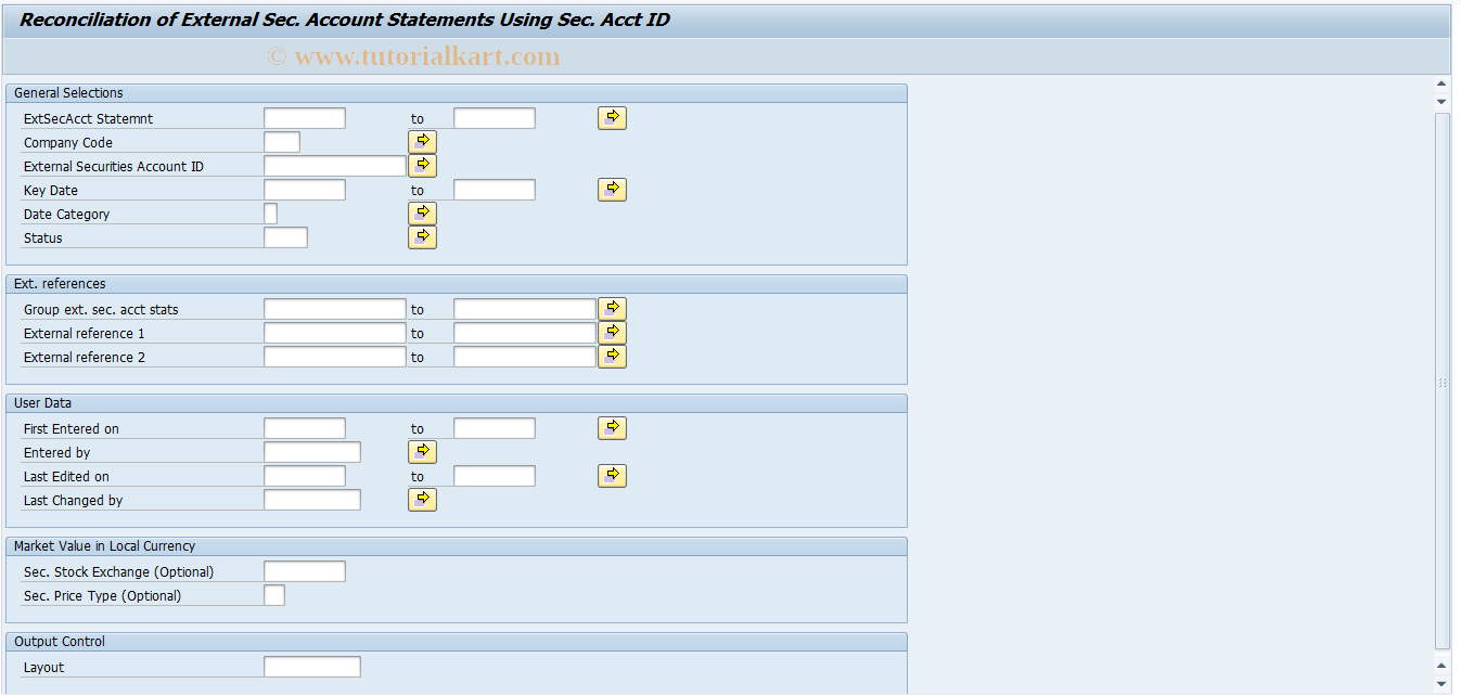 SAP TCode RECON5 - Reconcile External Sec. Account Statements