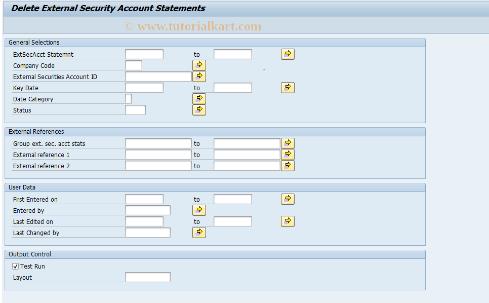 SAP TCode RECON6 - Delete External Security Account Statements