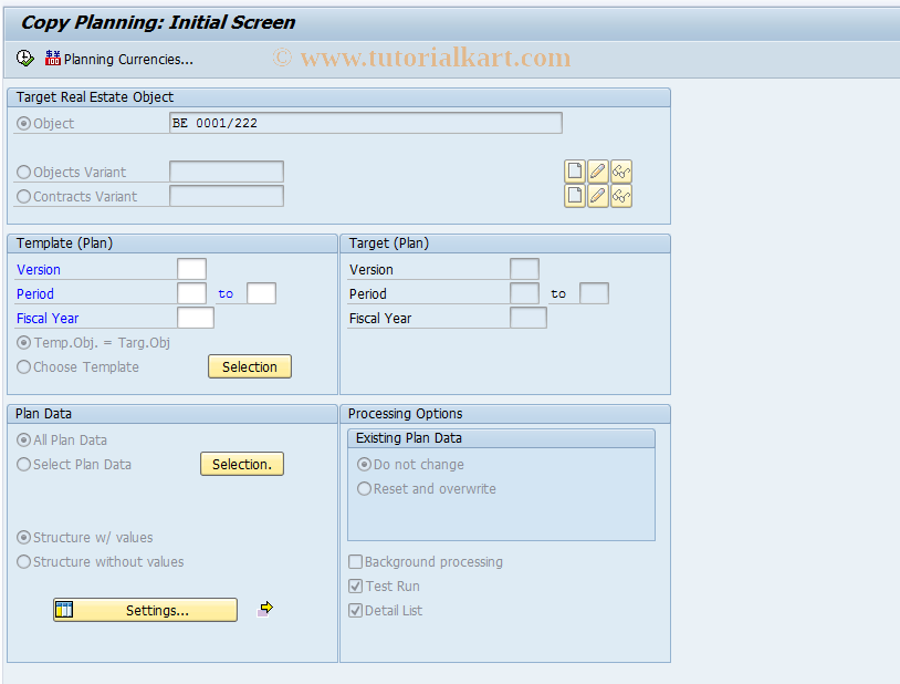 SAP TCode RECOPLPLANCOPY - Copy Plan->Plan for Real Estate