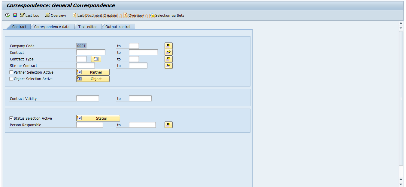 SAP TCode RECPA400 - General Correspondence