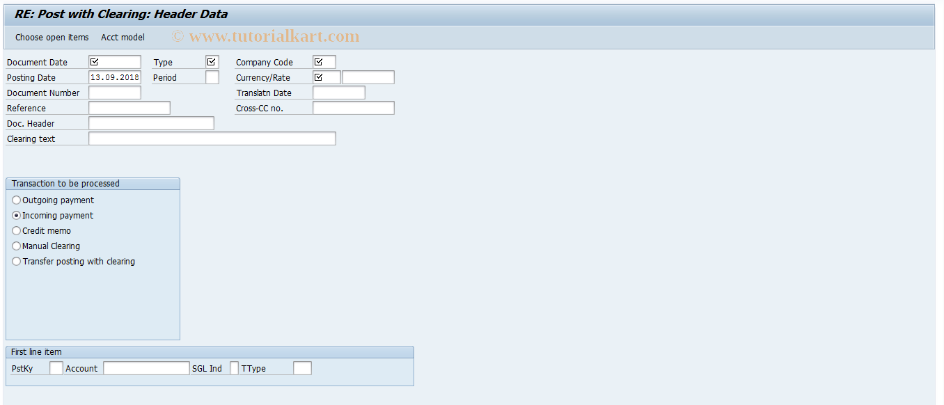 SAP TCode REEXFB05 - RE: Post with Clearing