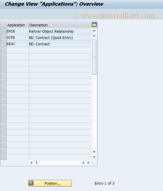 SAP TCode REGC0001 - Applications