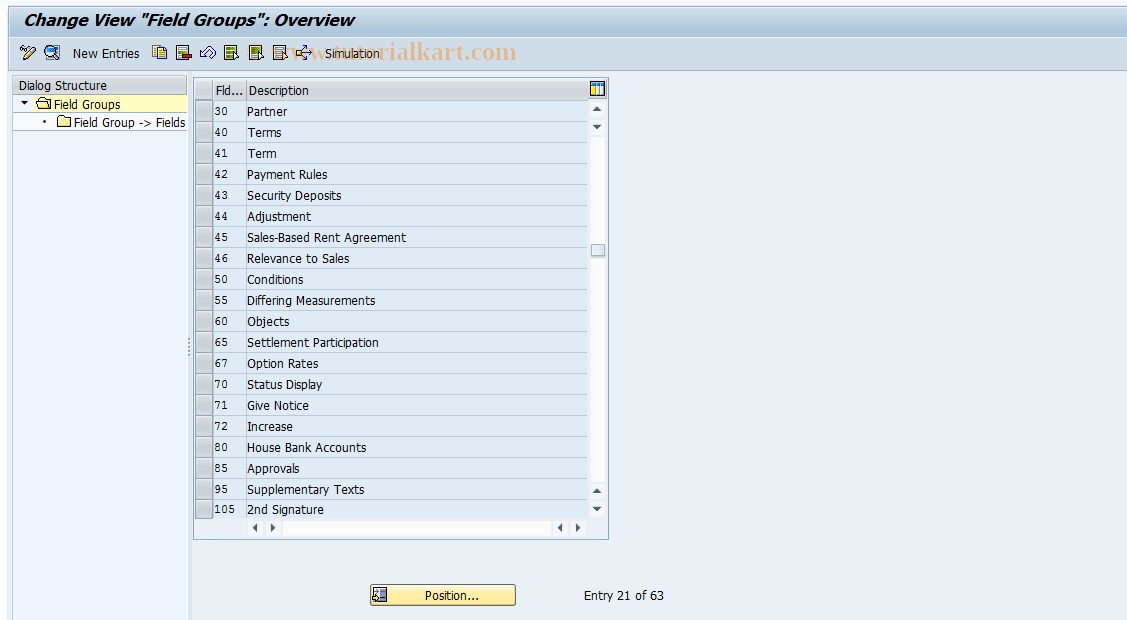 SAP TCode REGC0002 - Field Groups