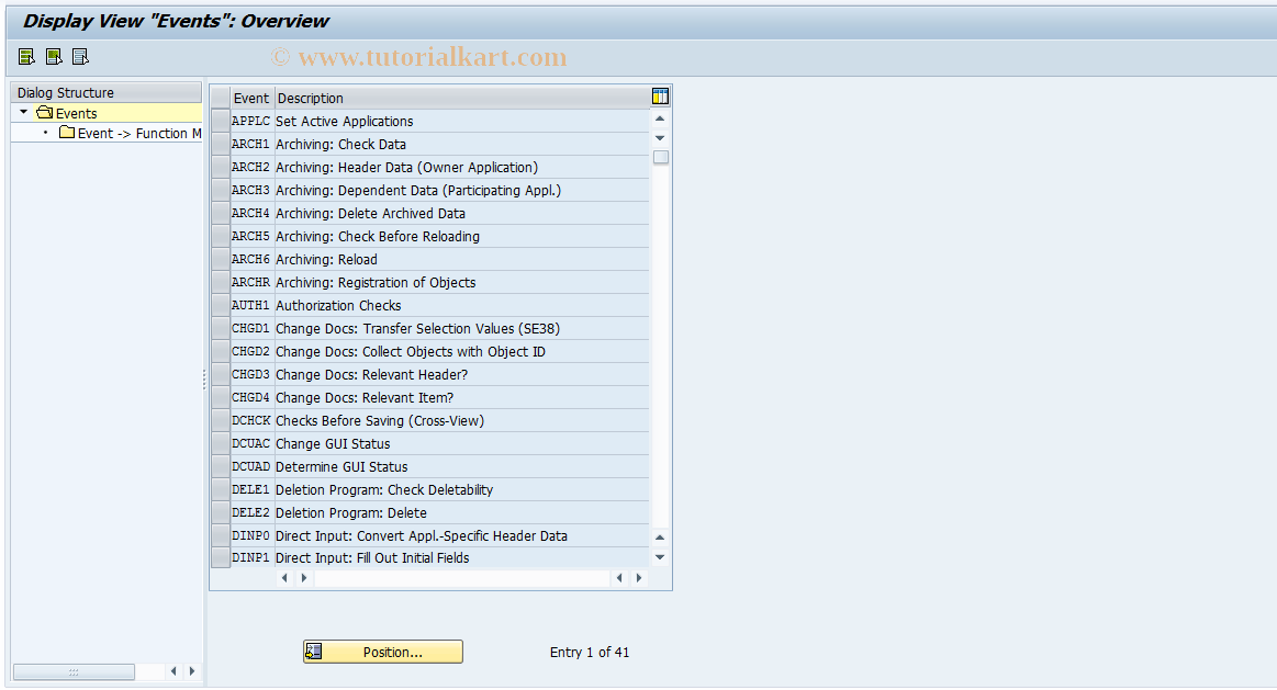 REGC0007 SAP Tcode Events Transaction Code