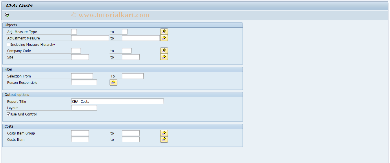 SAP TCode REISAJATCOSTSCEA - Info System: CEA Costs