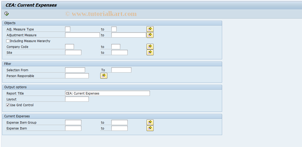 SAP TCode REISAJATEXPENSE - Info System: CEA Current Expenses