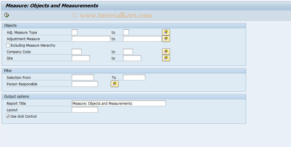 SAP TCode REISAJATOBJ - Info System: Measure Objects/Meas.