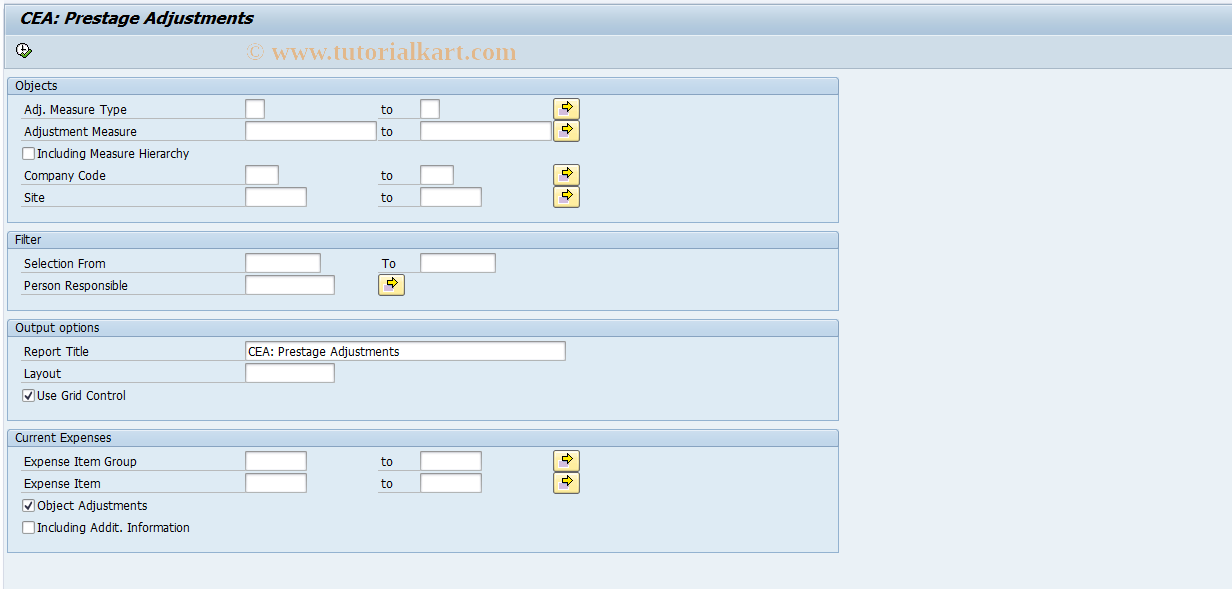 SAP TCode REISAJATPRESTAGE - InfoSystem: CEA Prestage Adjustments