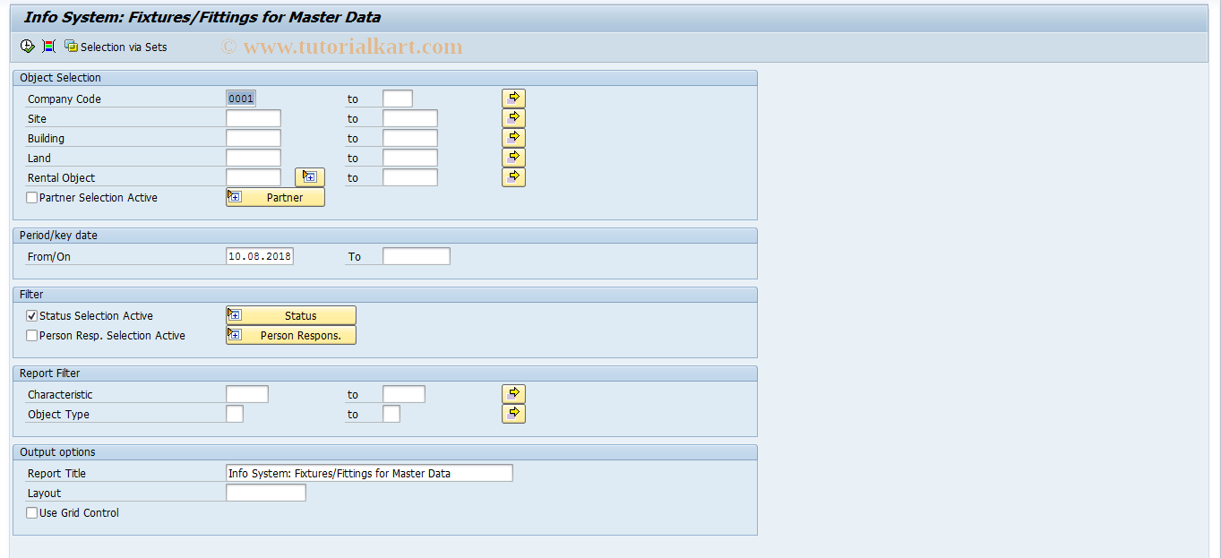 SAP TCode REISBDCT - InfoSystem: Fixt/Fitt. f. MasterData