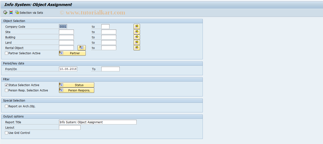 SAP TCode REISBDOA - Info System: Object Assignment