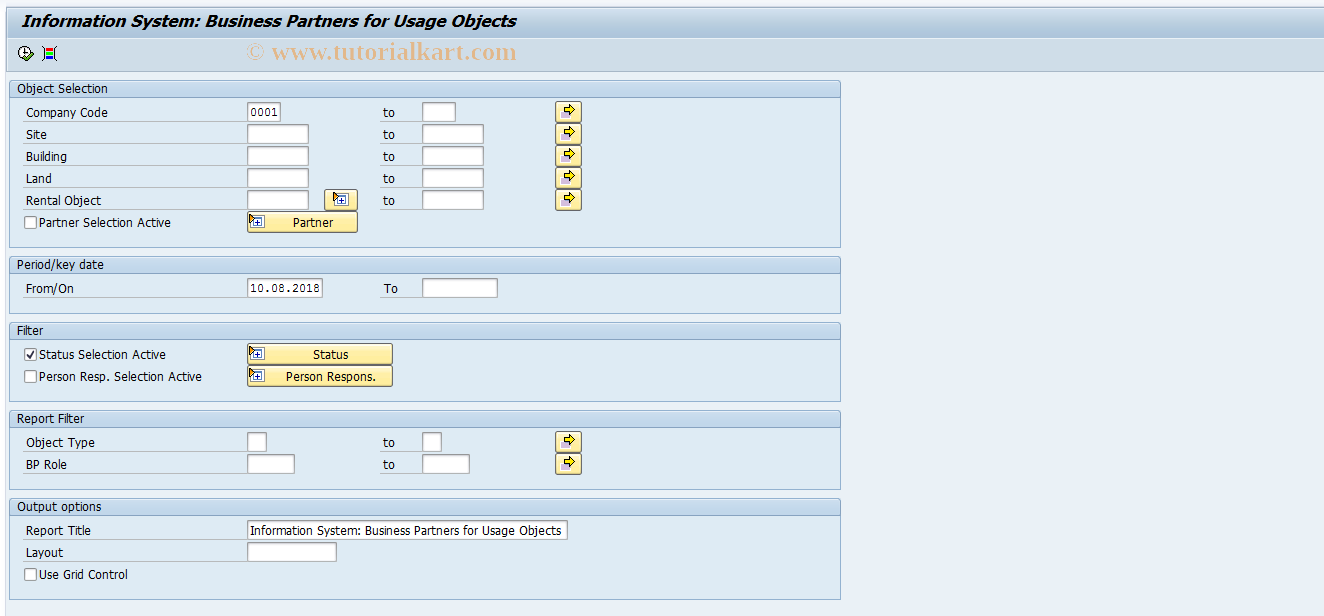 SAP TCode REISBPBD - Info System: Partner for Master Data