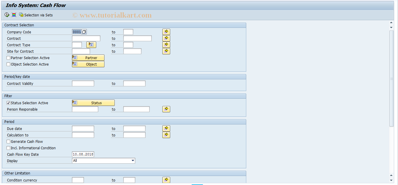 SAP TCode REISCDCF - Info System: Cash Flow