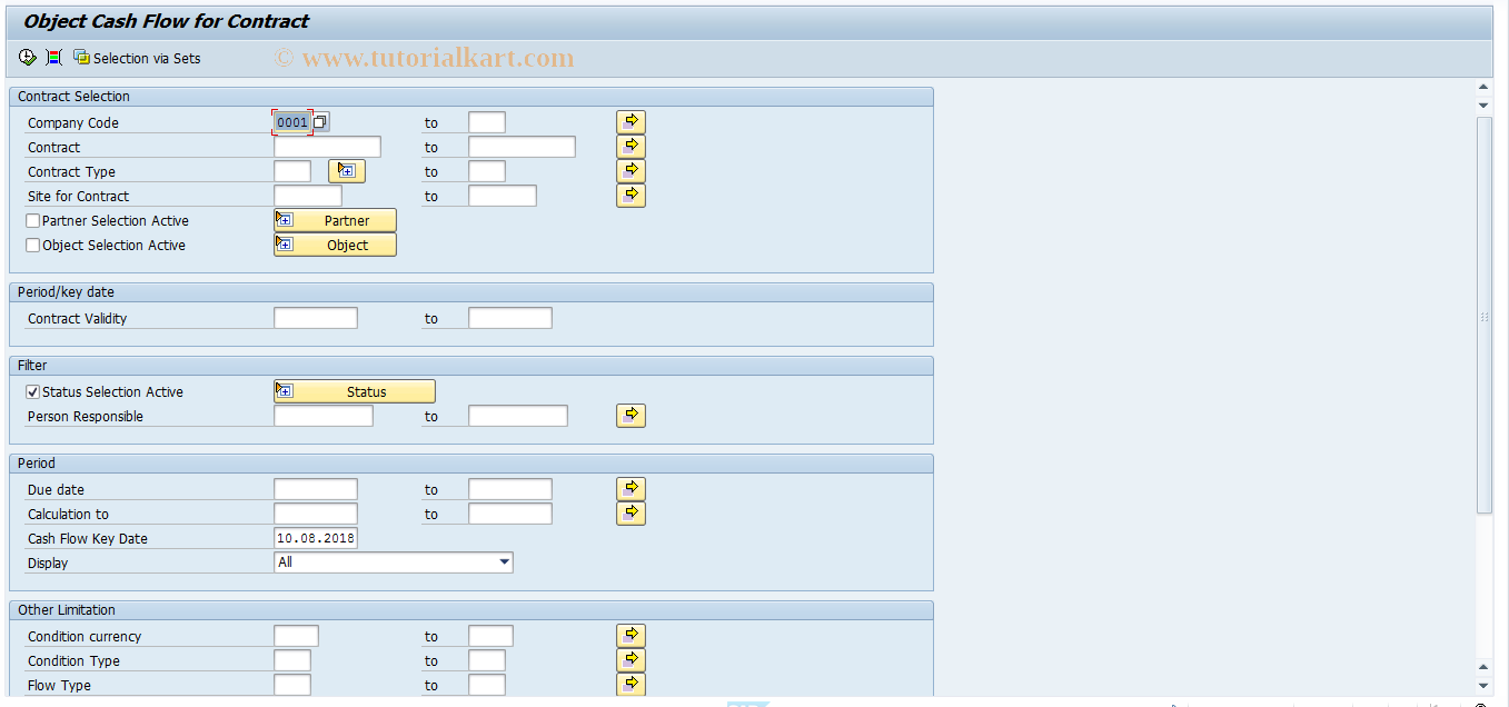 SAP TCode REISCDCFOBJ - Info System: Object Cash Flow Contr.