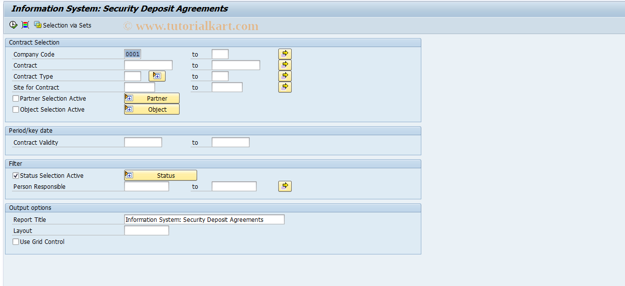 SAP TCode REISCNDP - Infosystem: Security Department  Agreements