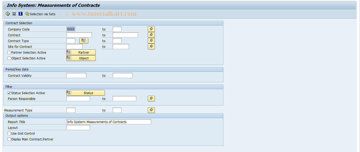 SAP TCode REISCNMS - Info System: Contract Measurements