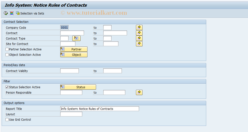 SAP TCode REISCNNTRULE - Info System: Notice Rules