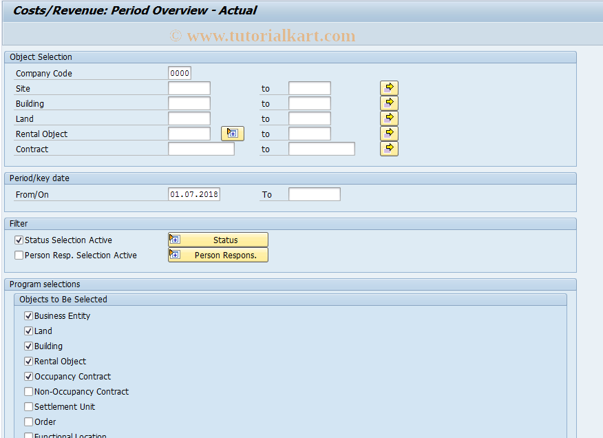 SAP TCode REISCOCSTACT - Costs/Revenue: Actuals Overview