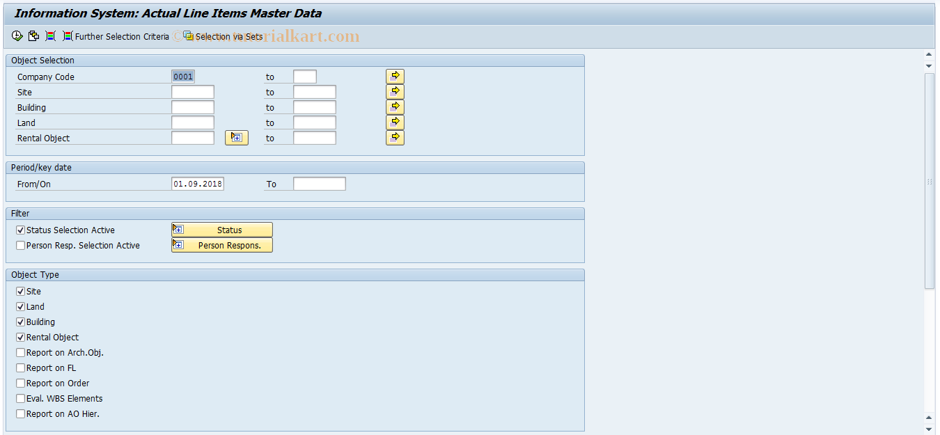 SAP TCode REISCOLIBD - Master Data Line Items