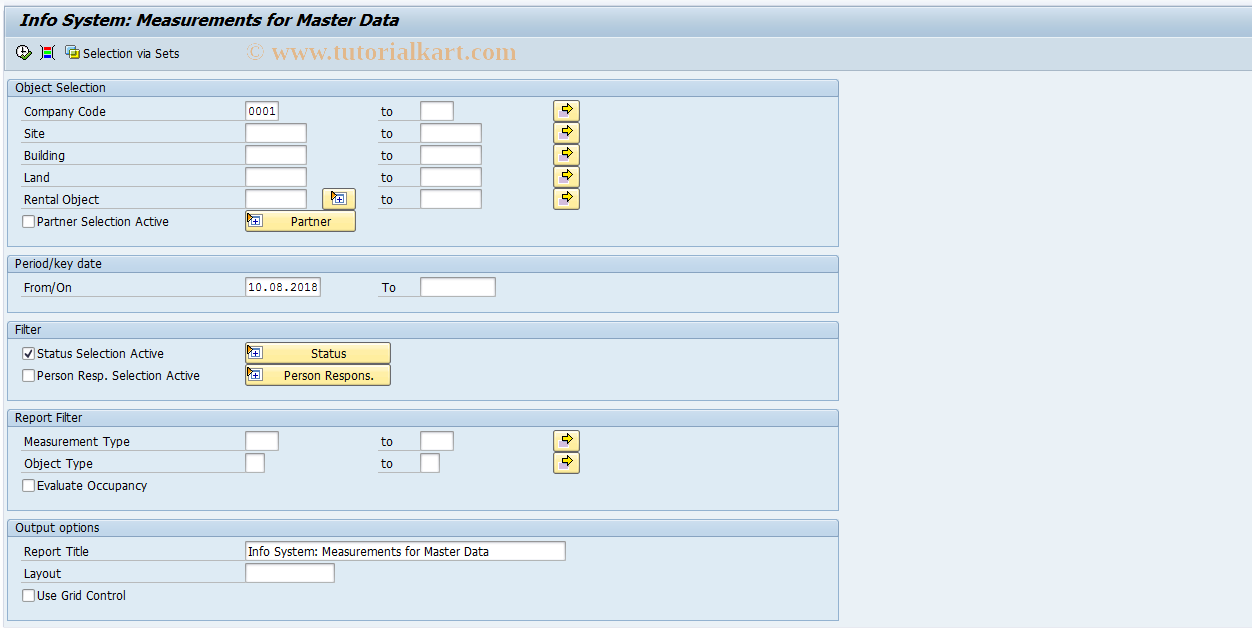 SAP TCode REISMSBD - Infosystem: Measurements - Mast.Data